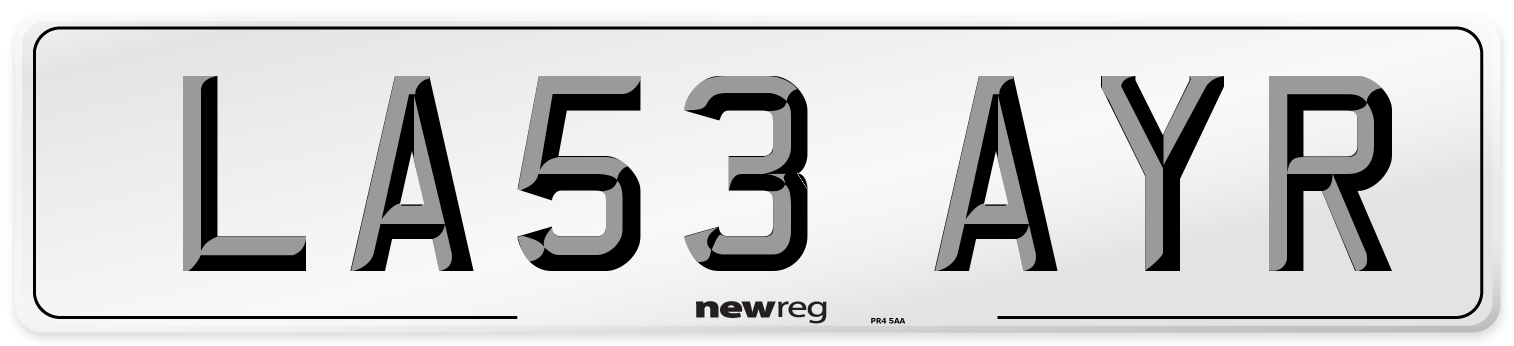 LA53 AYR Number Plate from New Reg